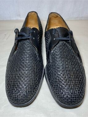 Vintage Clasicor Lux 1997 Black Woven Leather Derby Dress Shoes Romanian Men’s 9
